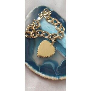 Engraveable heart goldtone bracelet 7 3/4"